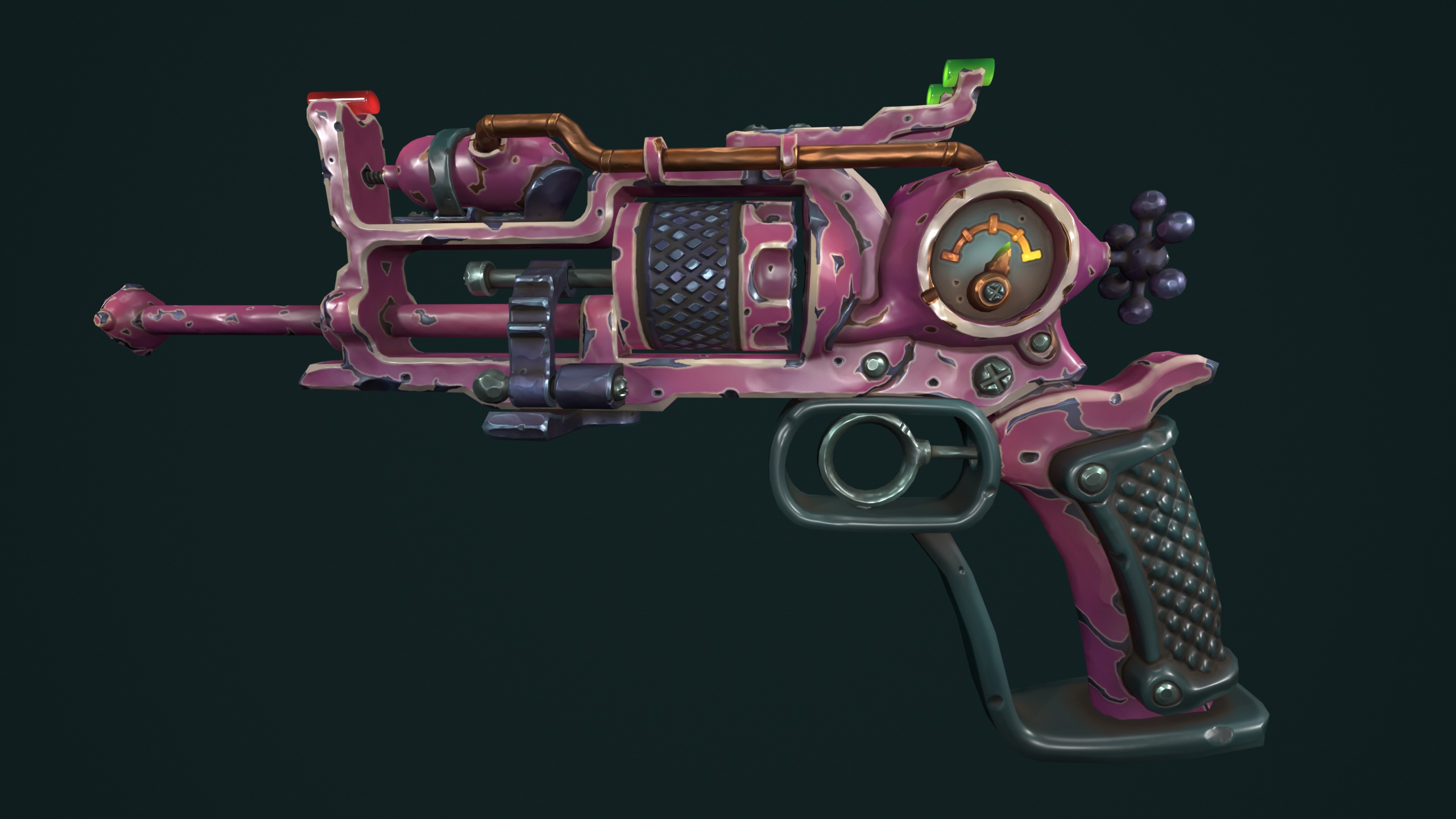 Steampunk stylized revolver 3d print 3D print model_7