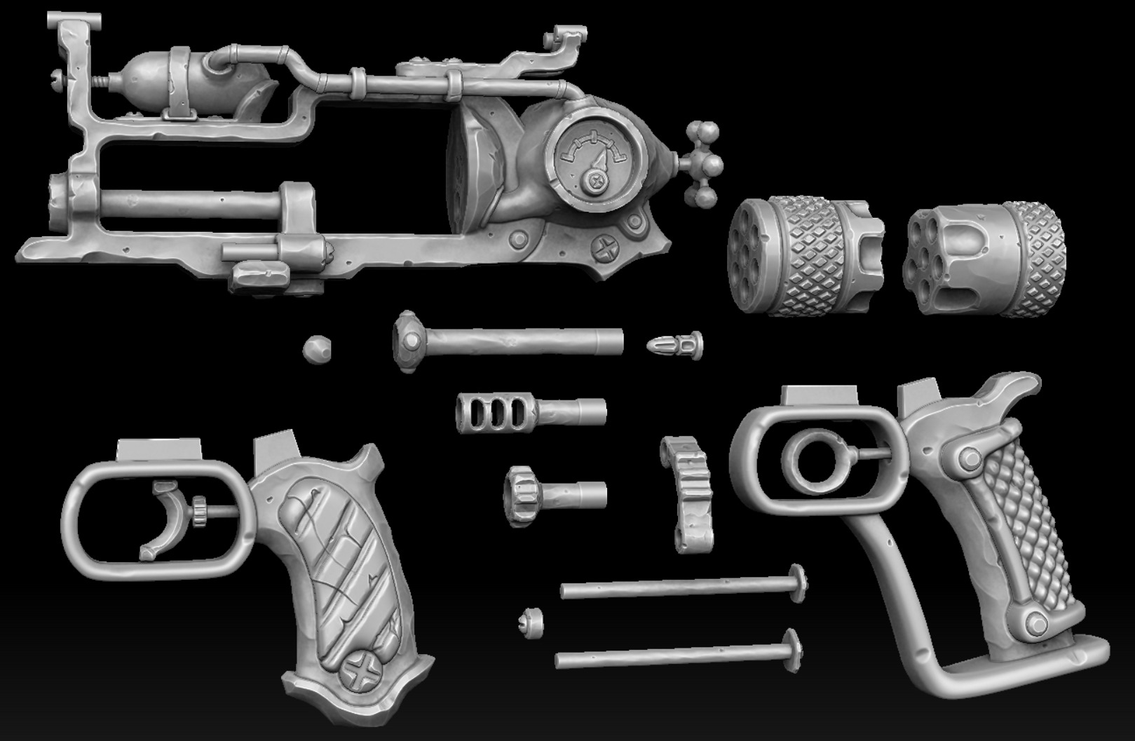 Steampunk stylized revolver 3d print 3D print model_3