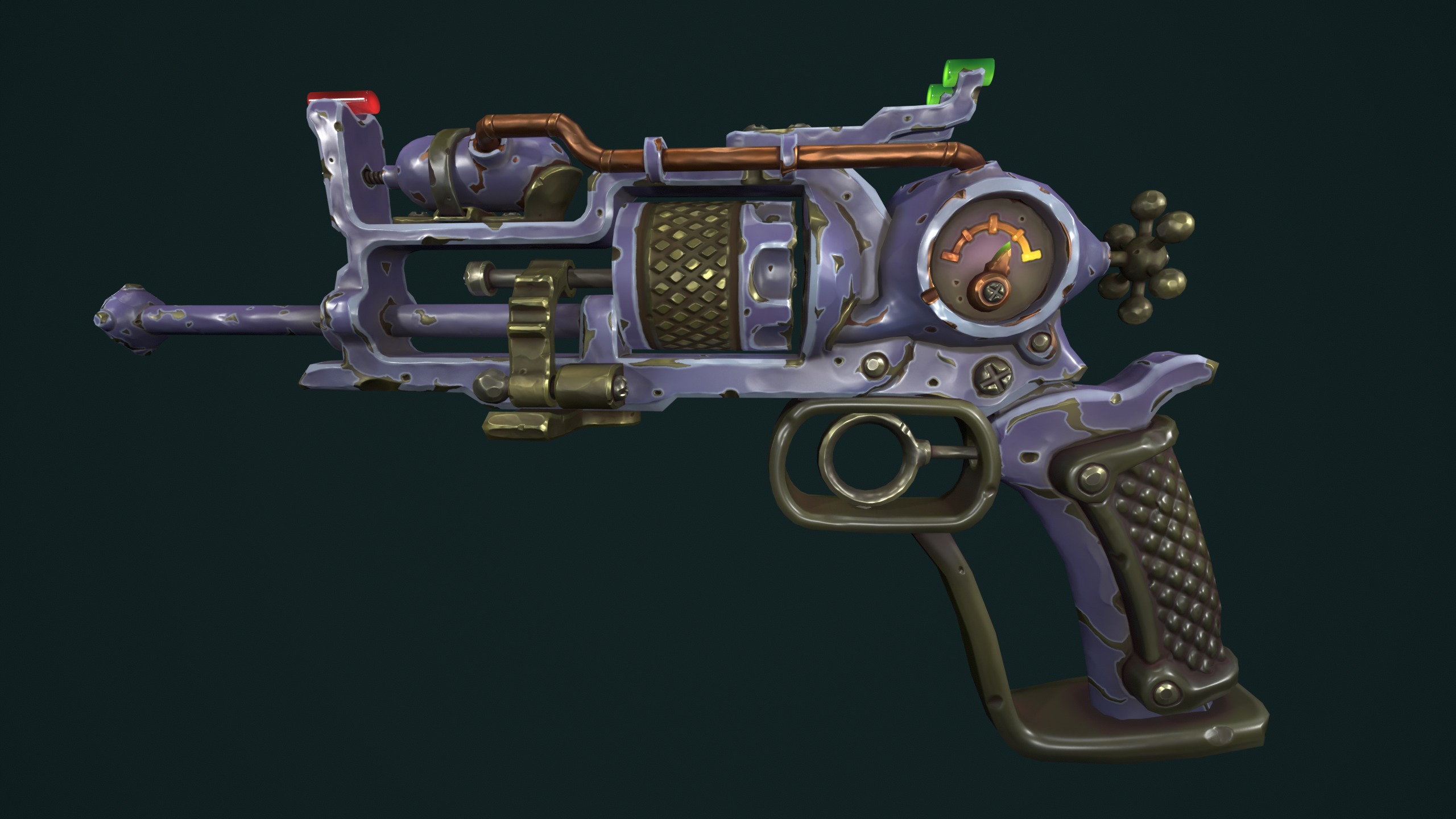 Steampunk stylized revolver 3d print 3D print model_8