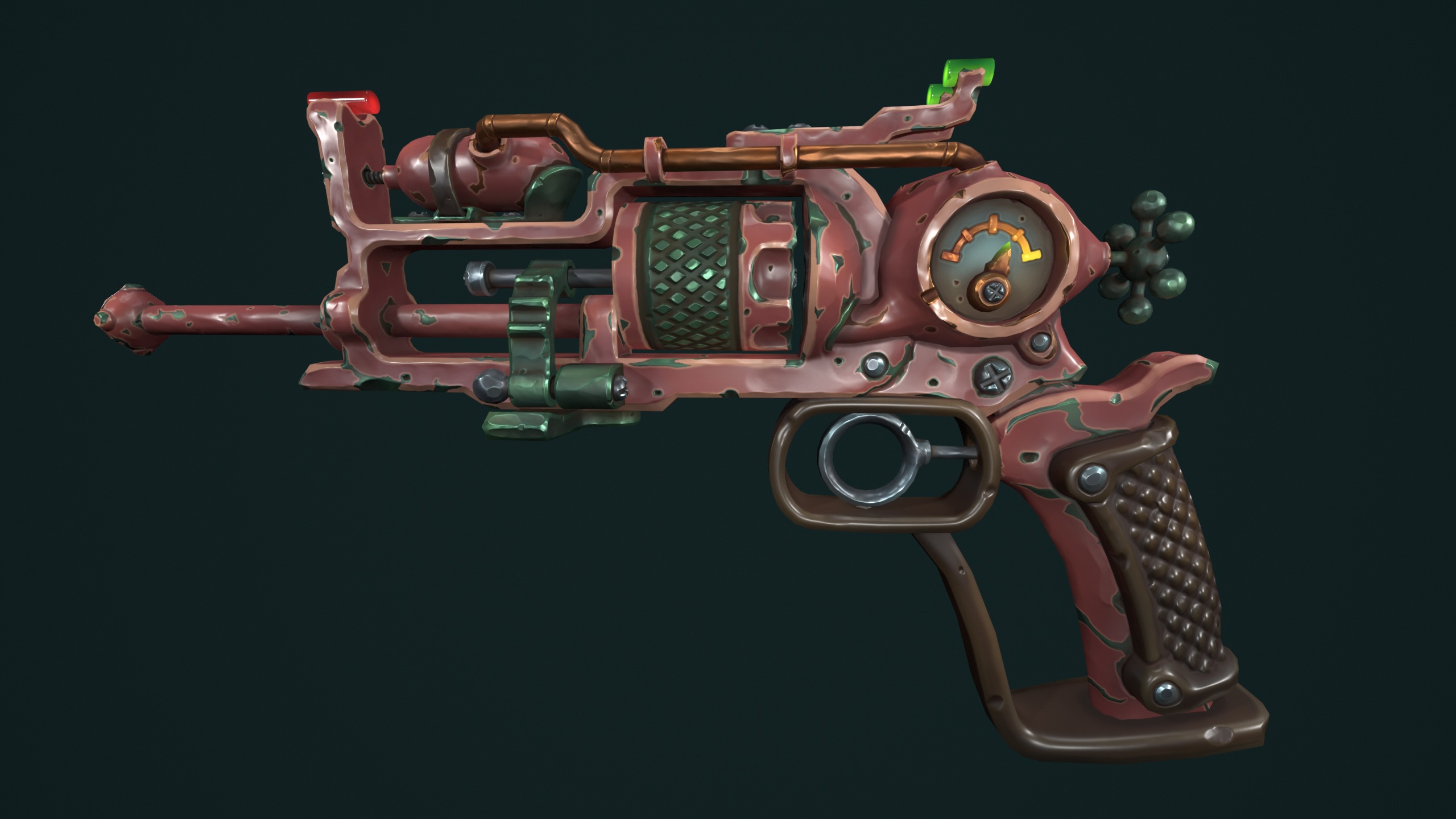 Steampunk stylized revolver 3d print 3D print model_9