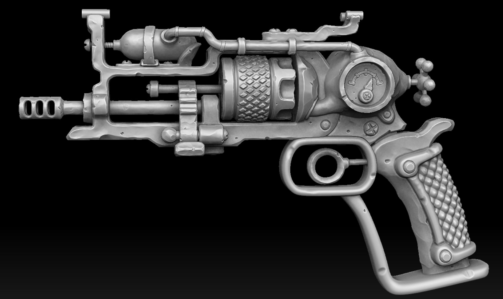 Steampunk stylized revolver 3d print 3D print model_1