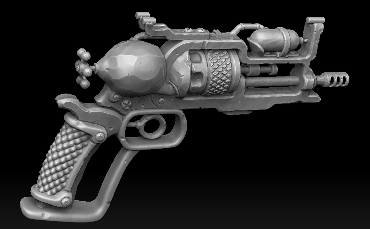 Steampunk stylized revolver 3d print 3D print model_2