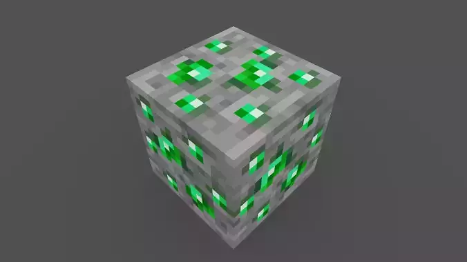 MineCraft emerald ore Low-poly 3D model