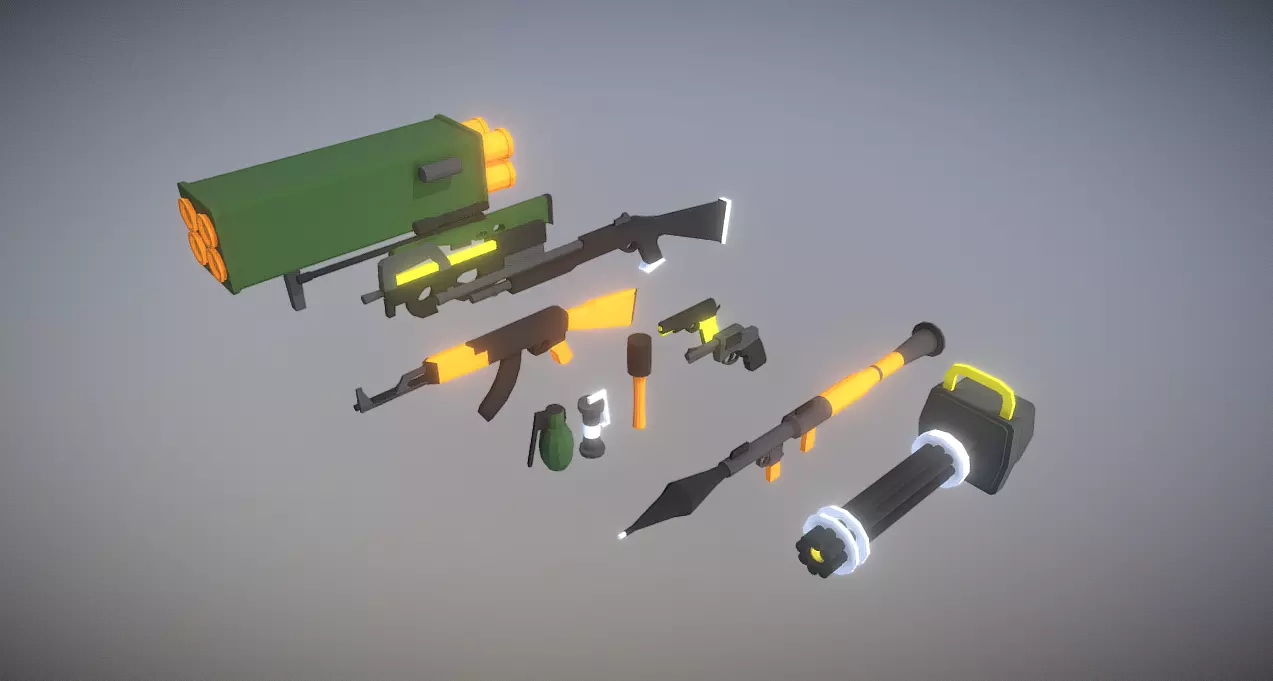Low Poly Weapons Free low-poly 3D model