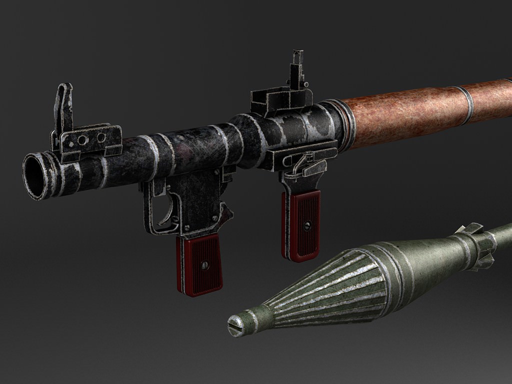 RPG 7 gun with wooden handle 3D model_4