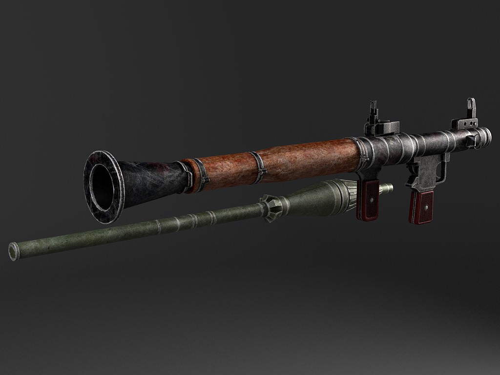 RPG 7 gun with wooden handle 3D model_5