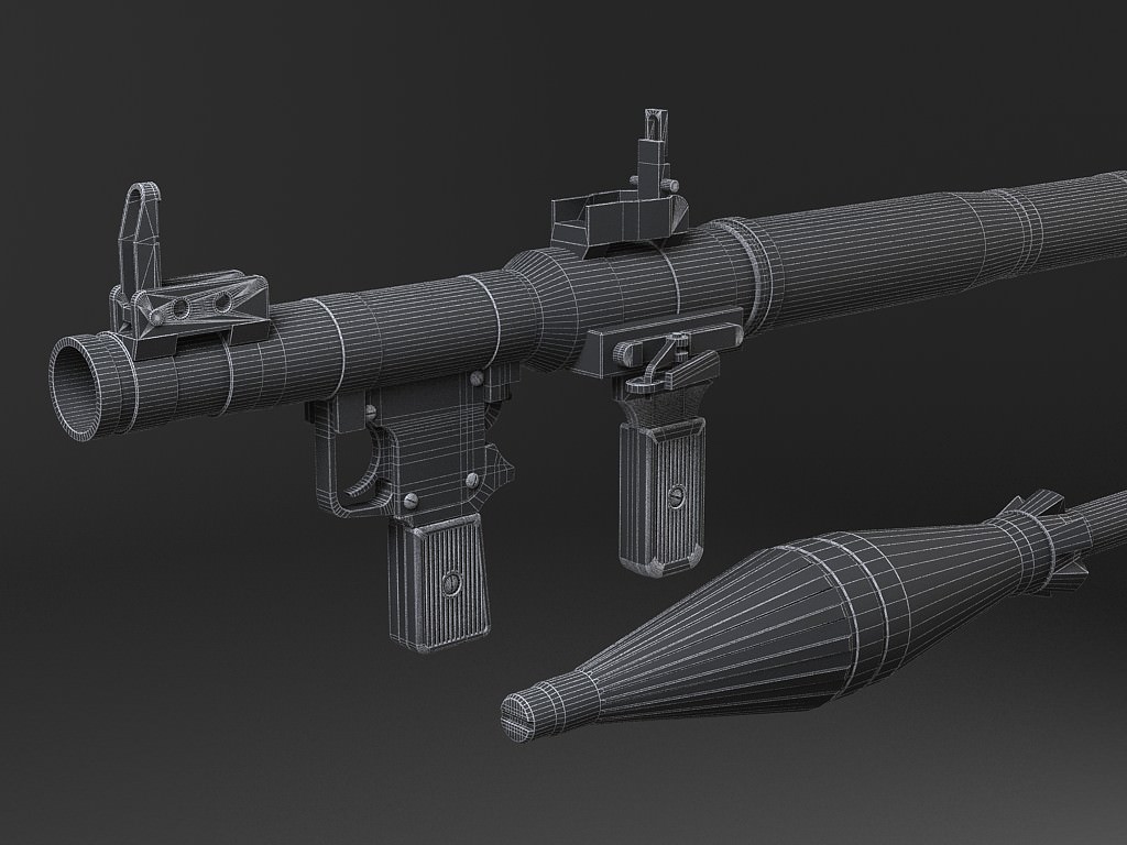 RPG 7 gun with wooden handle 3D model_17