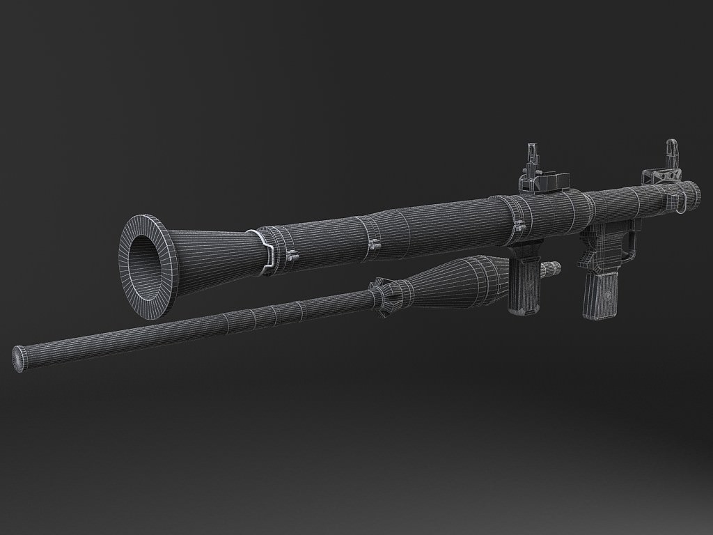 RPG 7 gun with wooden handle 3D model_18