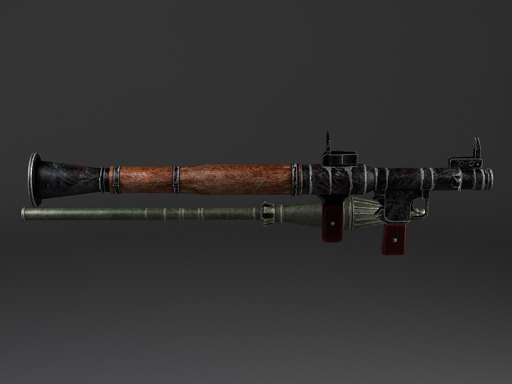 RPG 7 gun with wooden handle 3D model_9