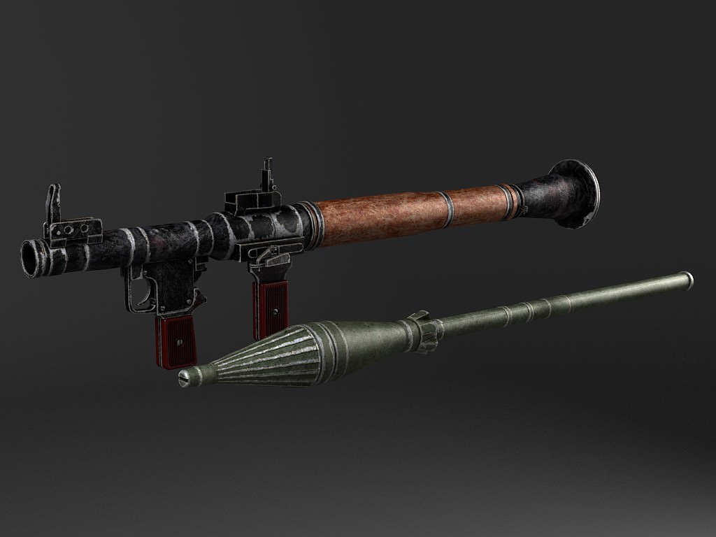 RPG 7 gun with wooden handle 3D model_8