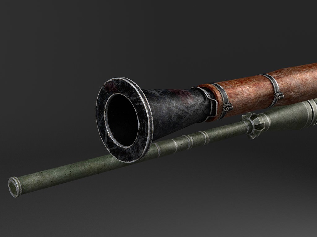 RPG 7 gun with wooden handle 3D model_2