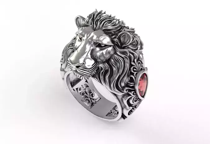 Lion Face Pear Stone Hip Hop Ring