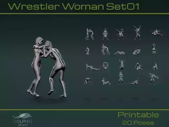 Wrestler Woman Set01 3D model
