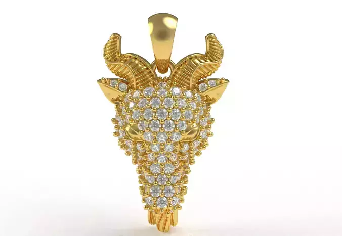 Hip Hop Iced Out Goat Head Diamond Pendant