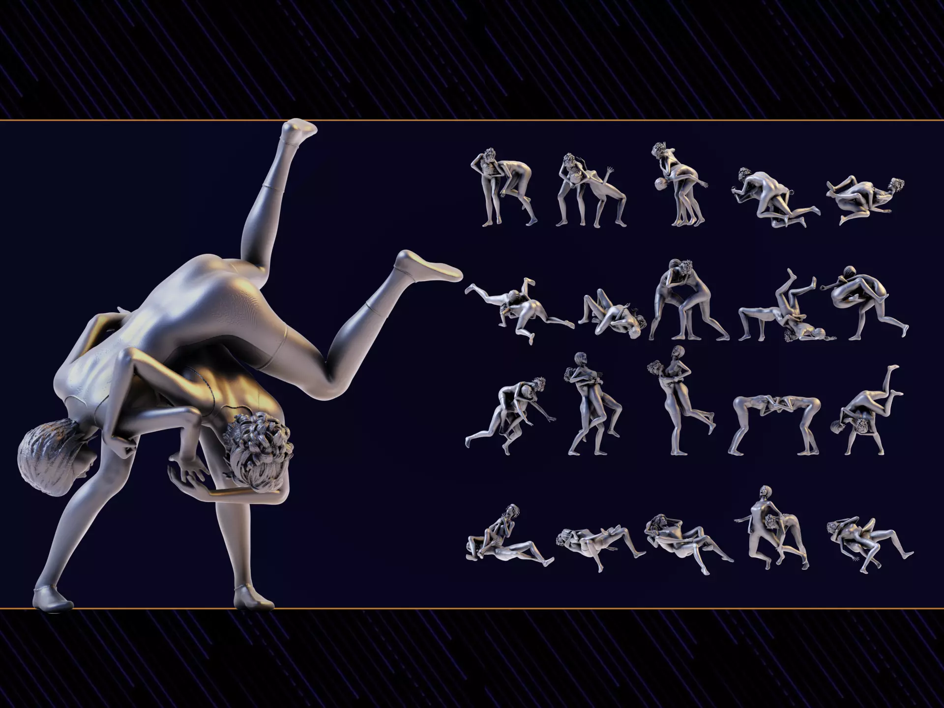 Wrestler Woman Set03 3D print model