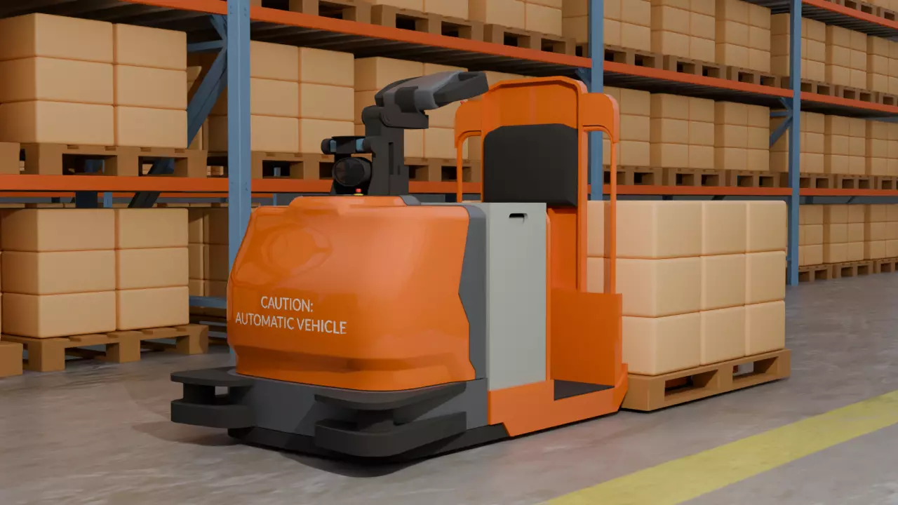 Automated Guided Forklift - Low Poly Low-poly 3D model_0