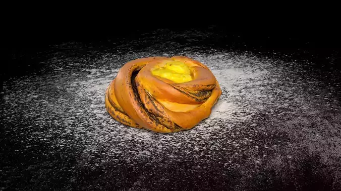 Tasty Bun with poppy seeds PBR game-ready Low-poly 3D model