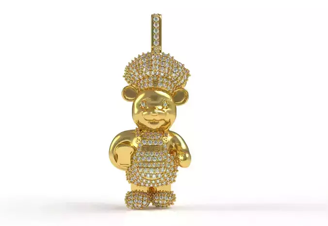 Chef Bear Diamond Hip Hop Pendant