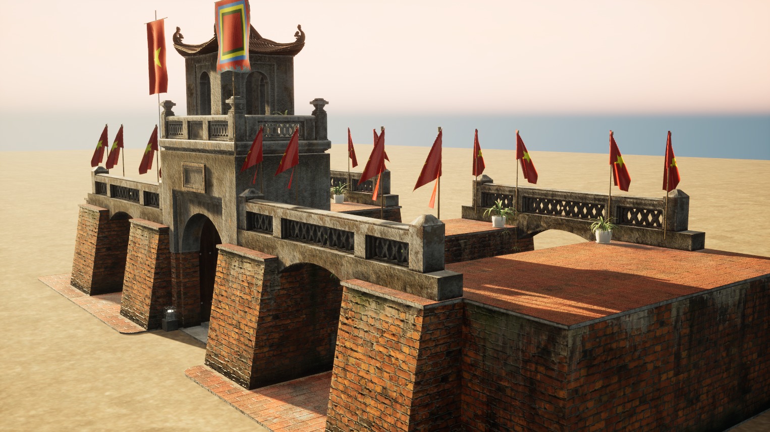 Hanoi - O Quan Chuong Gate - VietNam Low-poly 3D model_7