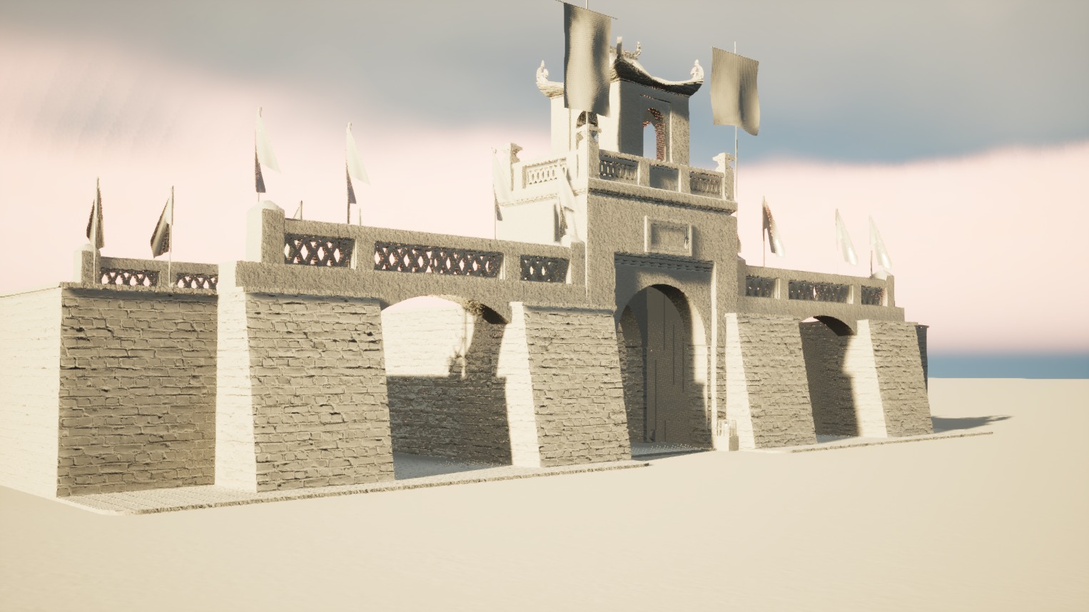 Hanoi - O Quan Chuong Gate - VietNam Low-poly 3D model_10