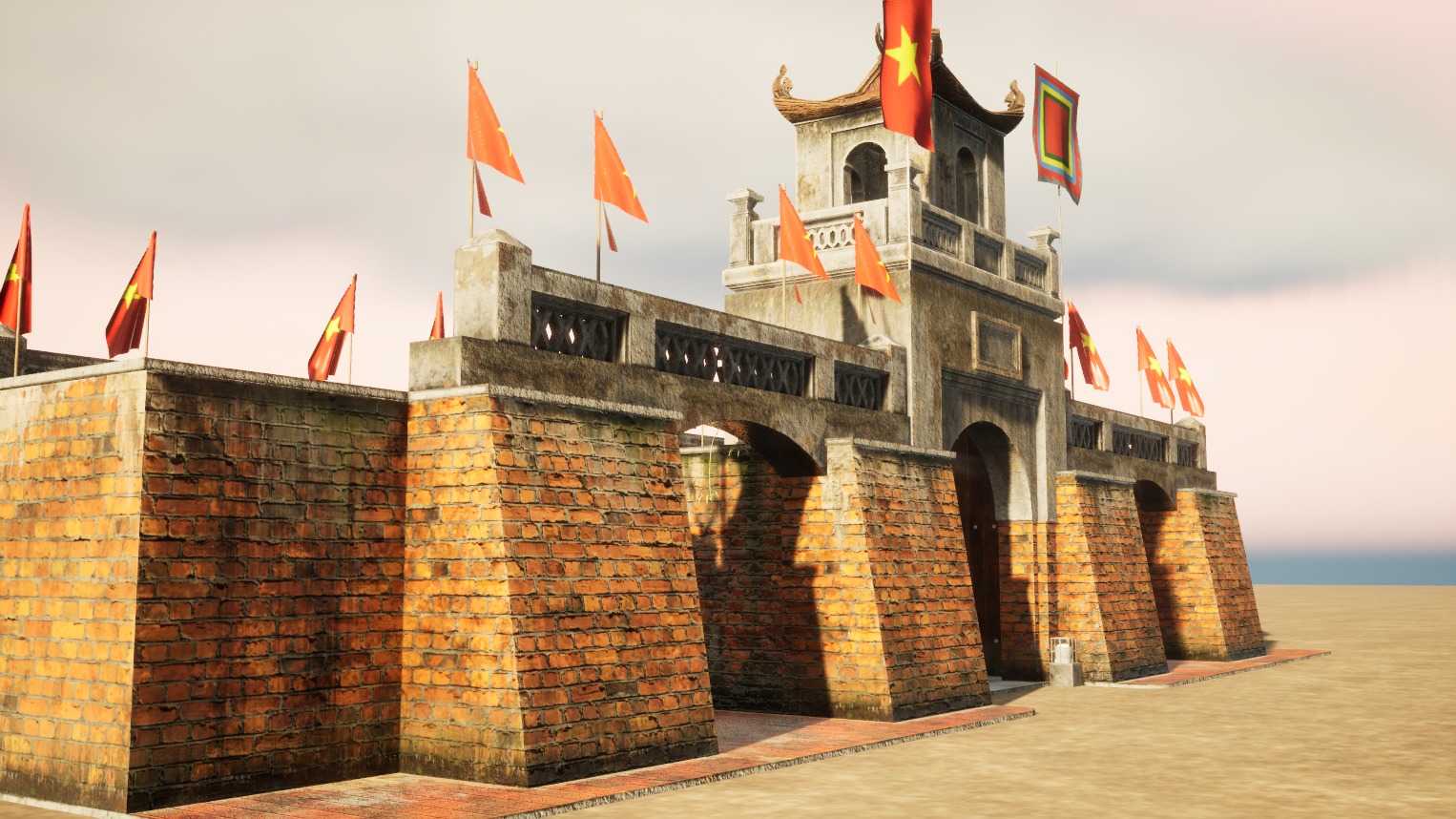 Hanoi - O Quan Chuong Gate - VietNam Low-poly 3D model_2