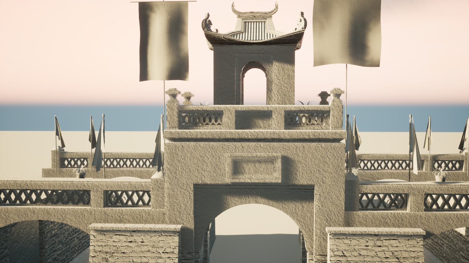 Hanoi - O Quan Chuong Gate - VietNam Low-poly 3D model_9