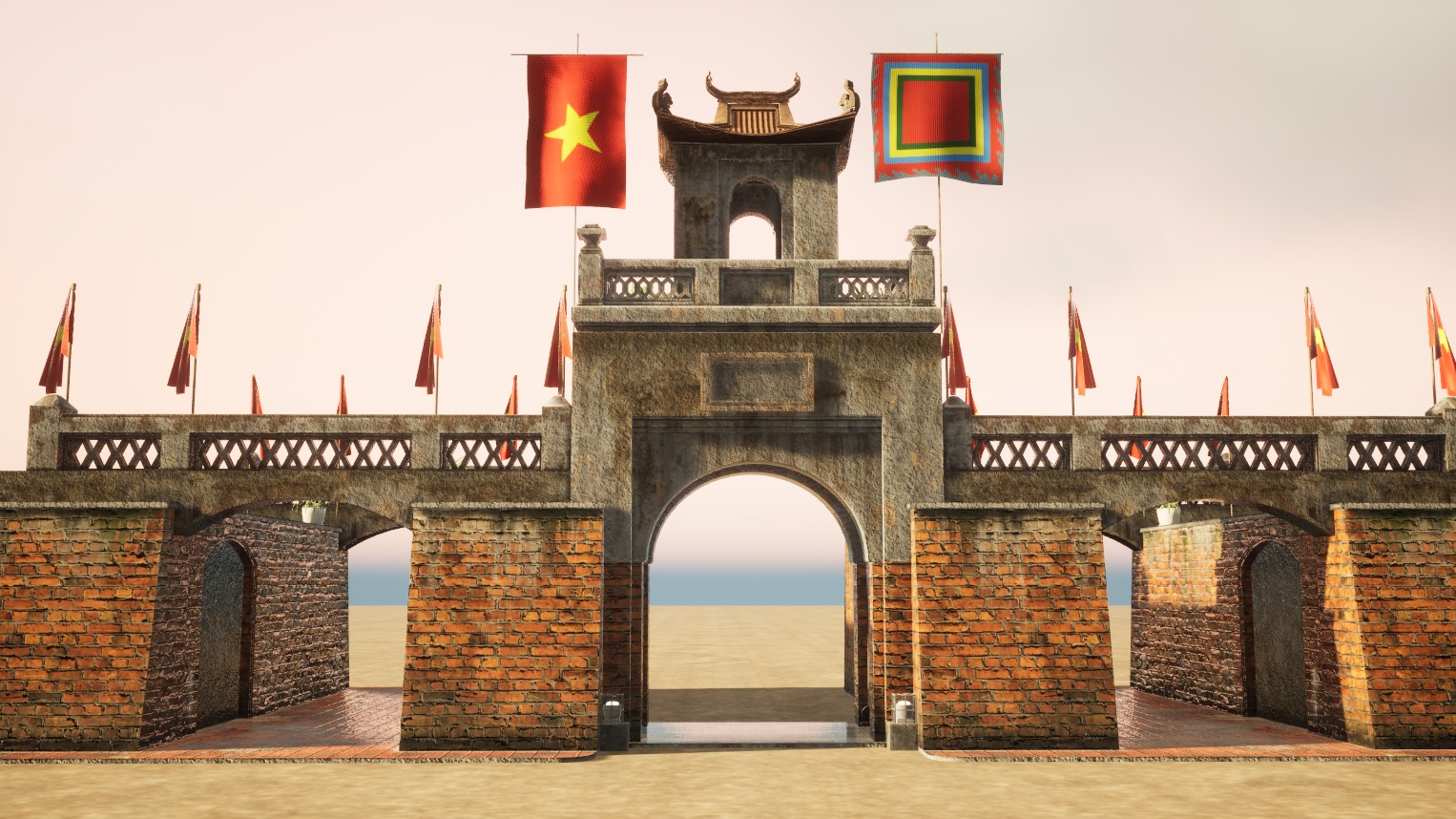 Hanoi - O Quan Chuong Gate - VietNam Low-poly 3D model_1