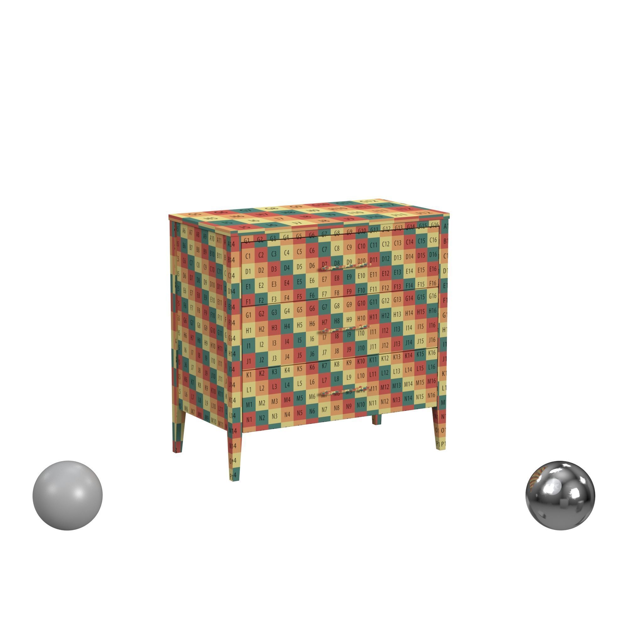 Butler Specialty Mayfair 3 drawer wood and marble chest 3D model_2