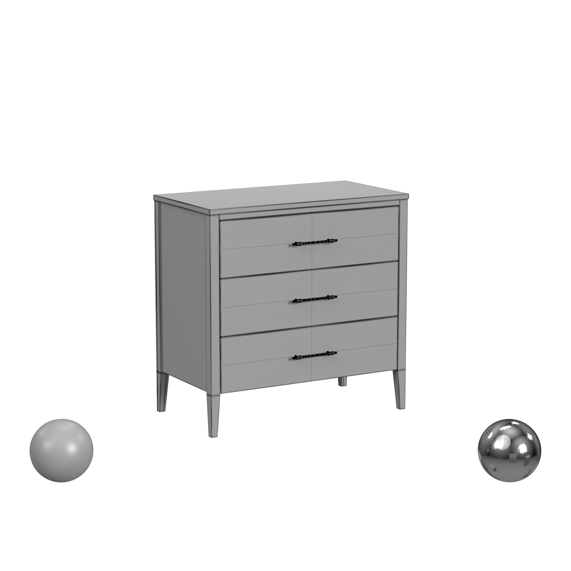 Butler Specialty Mayfair 3 drawer wood and marble chest 3D model_3