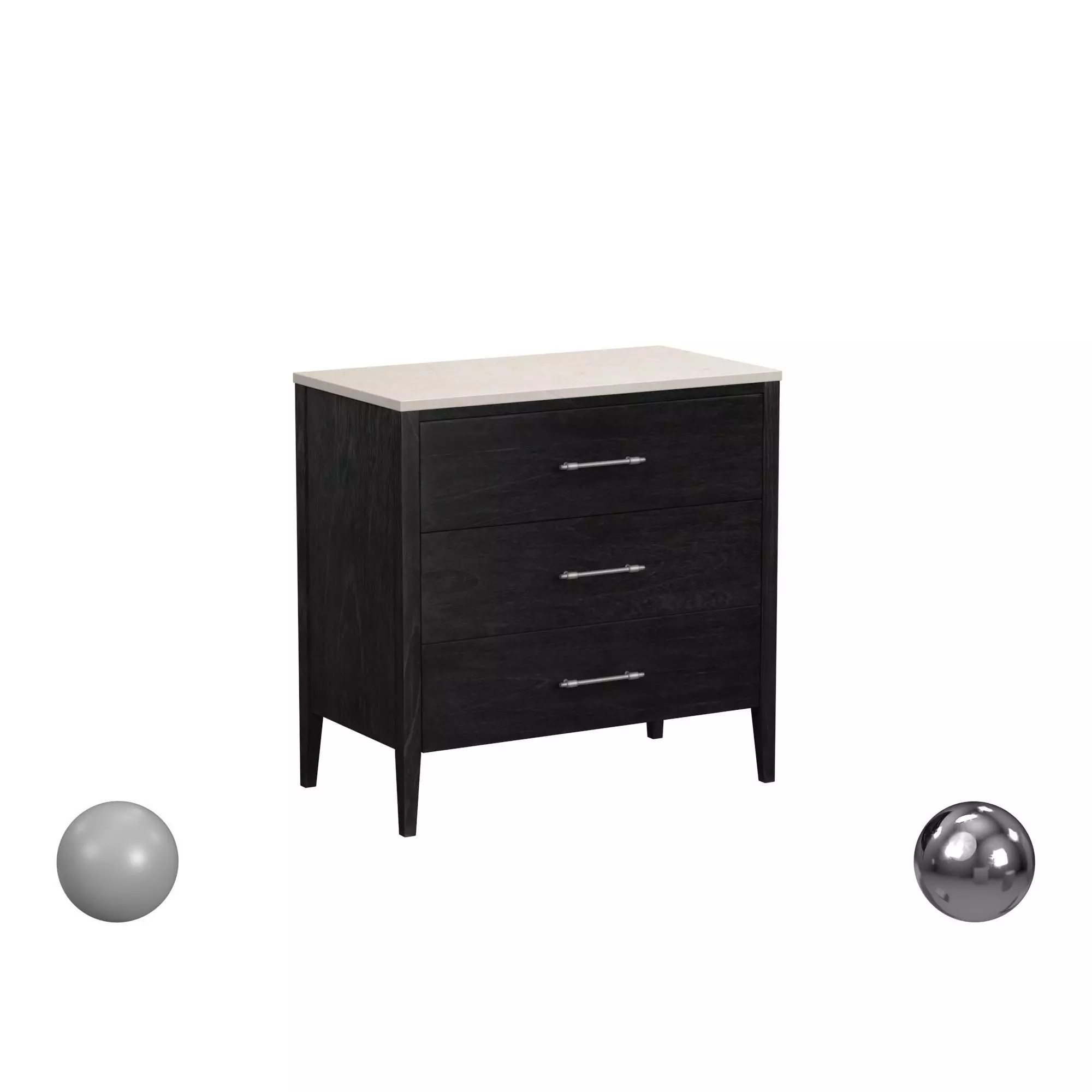 Butler Specialty Mayfair 3 drawer wood and marble chest 3D model_0