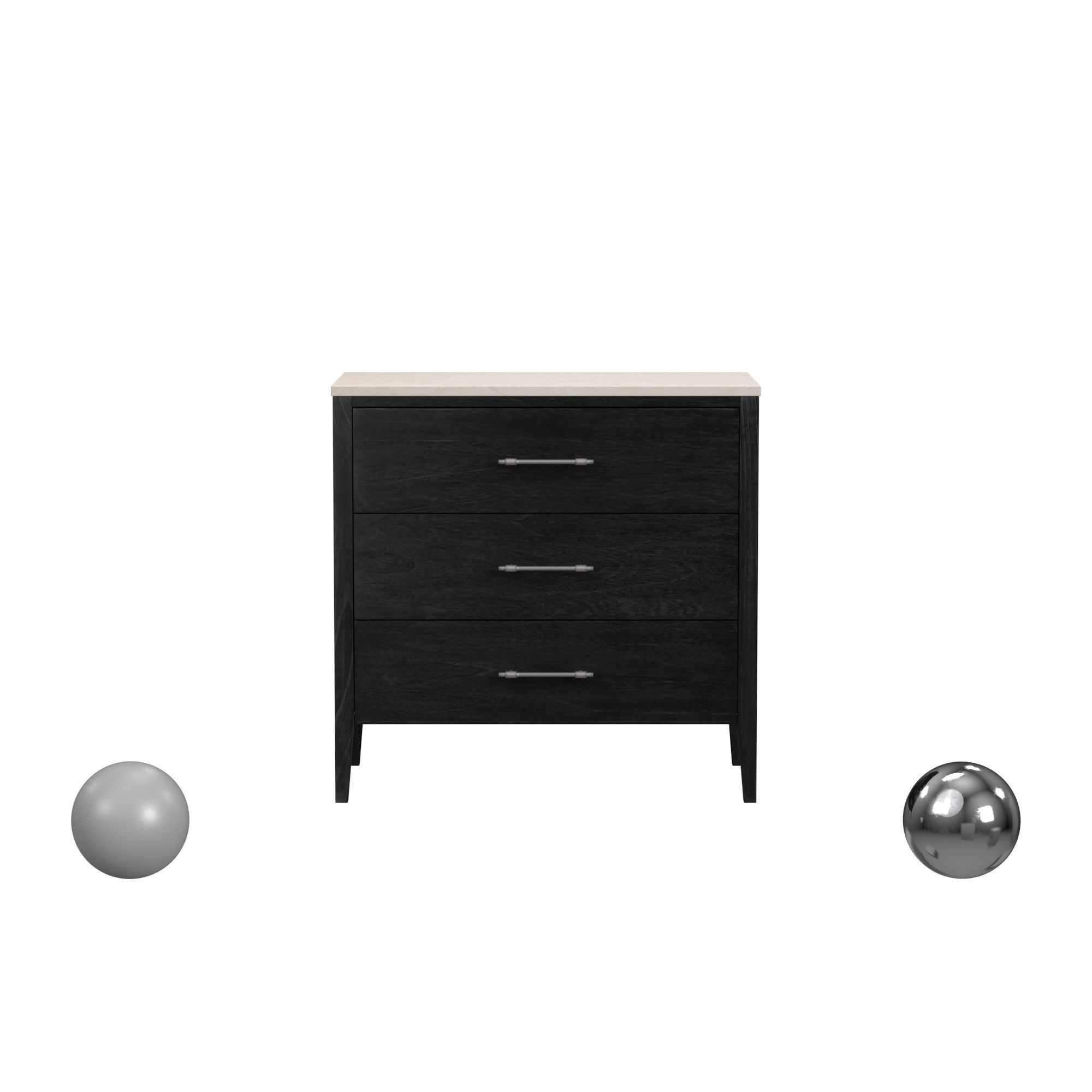 Butler Specialty Mayfair 3 drawer wood and marble chest 3D model_1