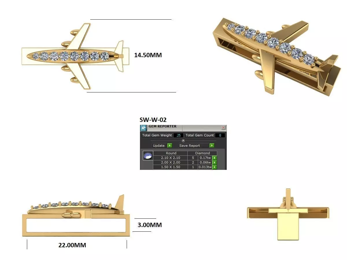 airplane watch charm 3D print model