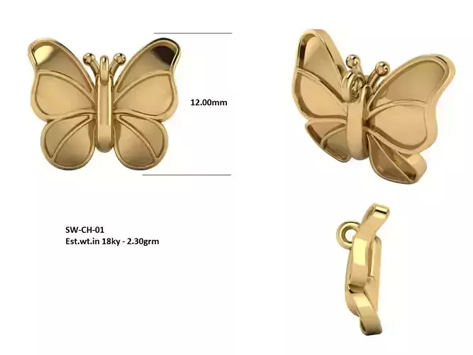 butterfly apple watch charm 3D print model