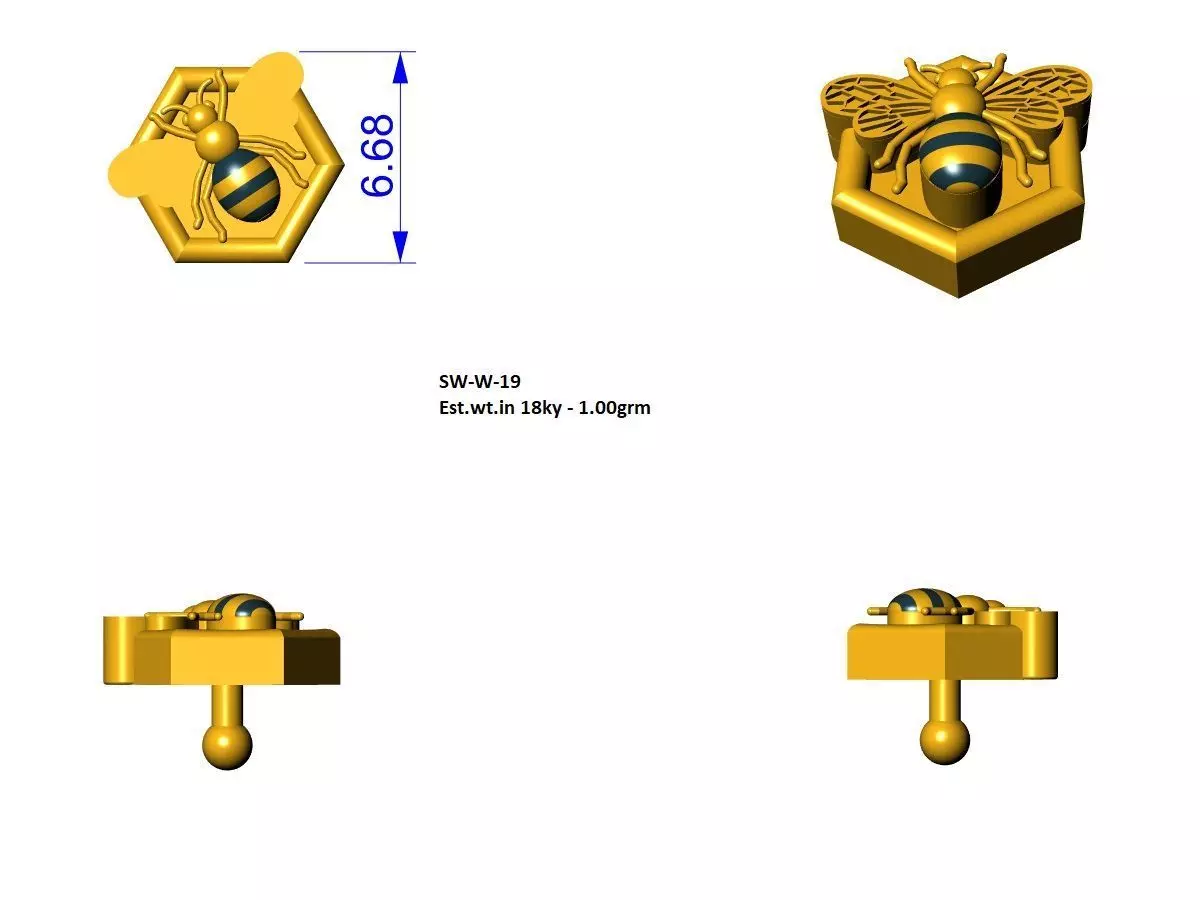 honey bee buzz apple watch charm 3D print model