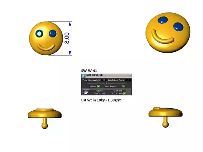 smiley emoji apple watch charm 3D print model