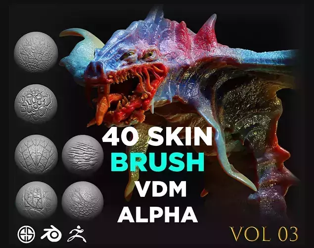 40 skin brushes-Zbrush and Blender Brush-Creature brush