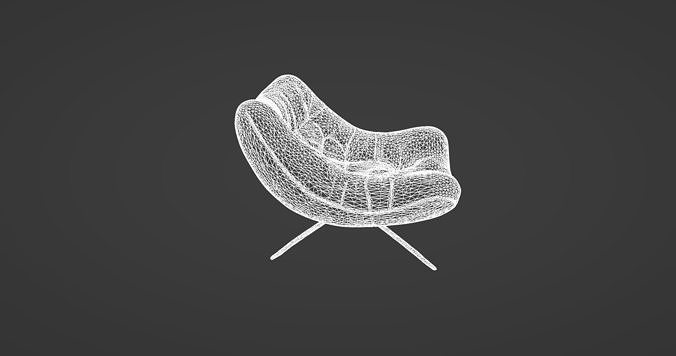 Modern Curved Leather Lounge Chair  3D model 3