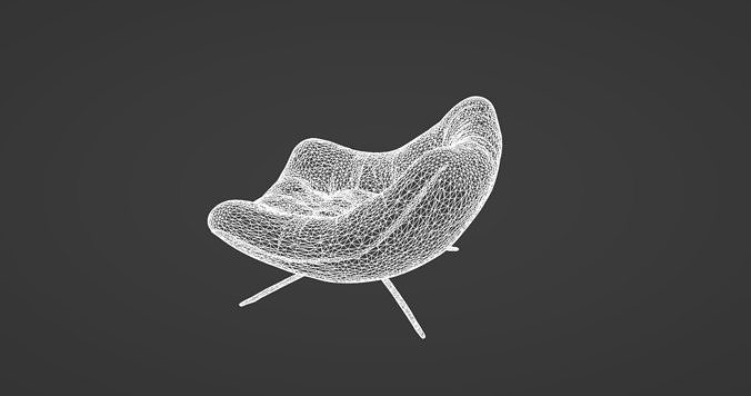 Modern Curved Leather Lounge Chair  3D model 5