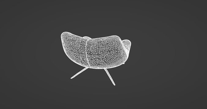 Modern Curved Leather Lounge Chair  3D model 4