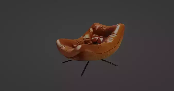 Modern Curved Leather Lounge Chair 