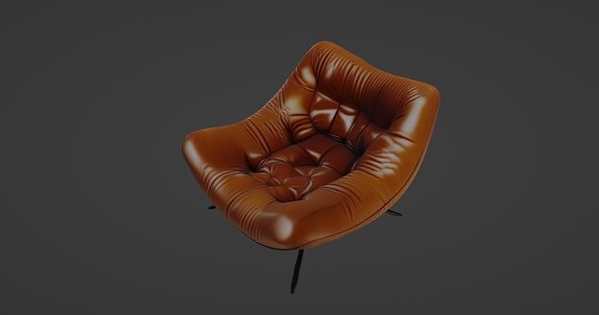 Modern Curved Leather Lounge Chair  3D model 2