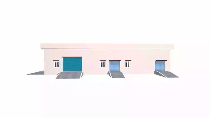Industrial Building Low-poly 3D model