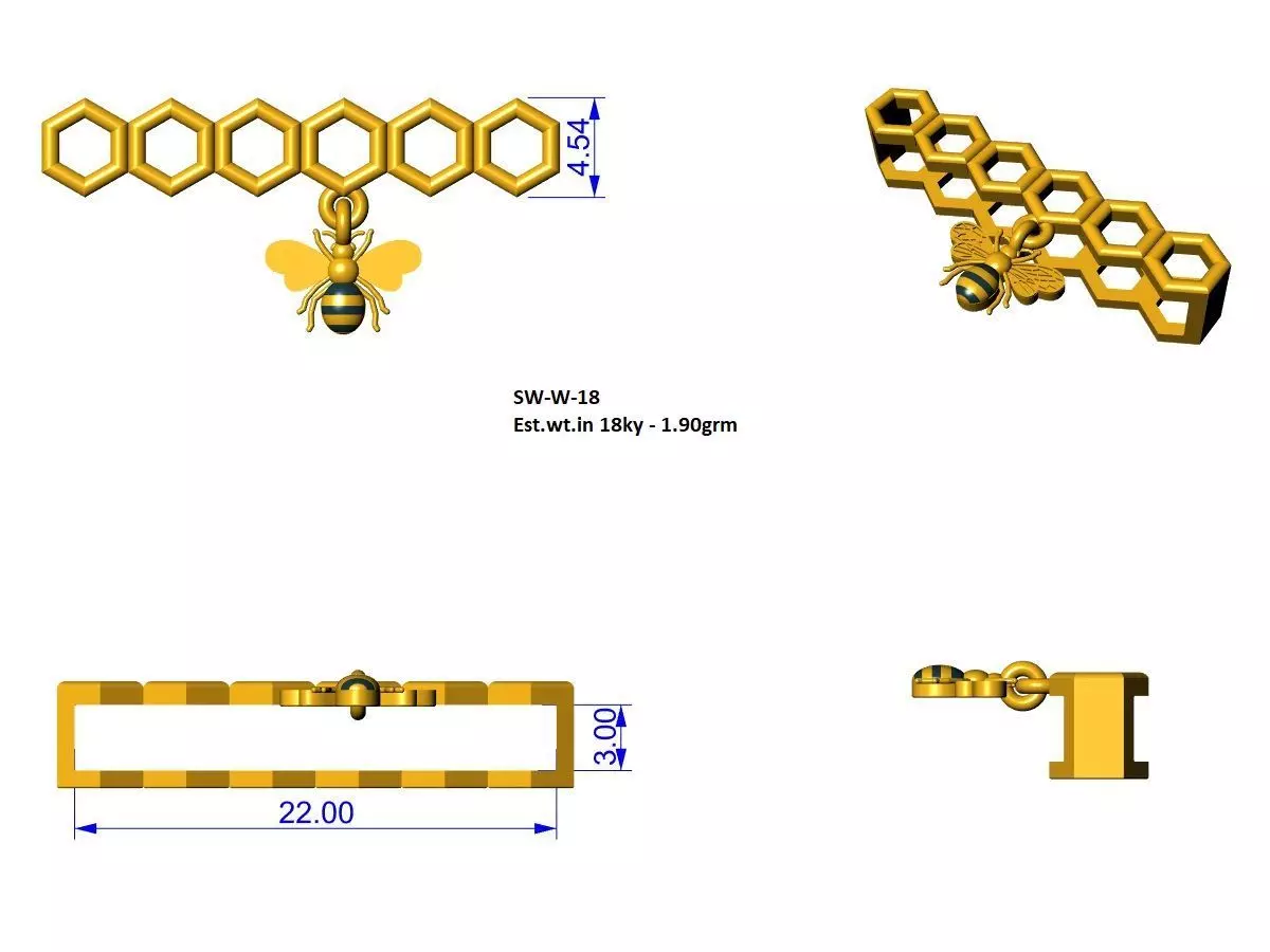 honey bee nectar apple watch charm 3D print model