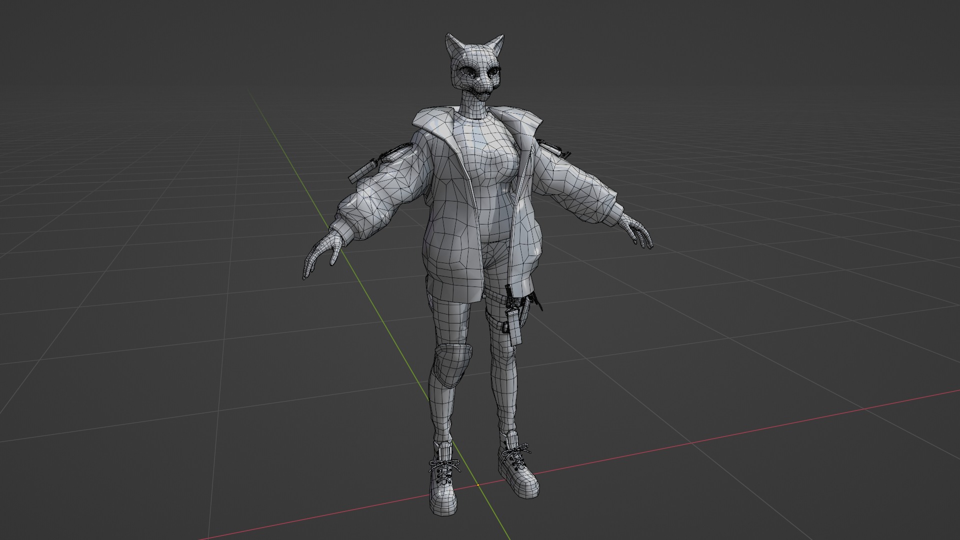 Leopard girl Low-poly 3D model_31