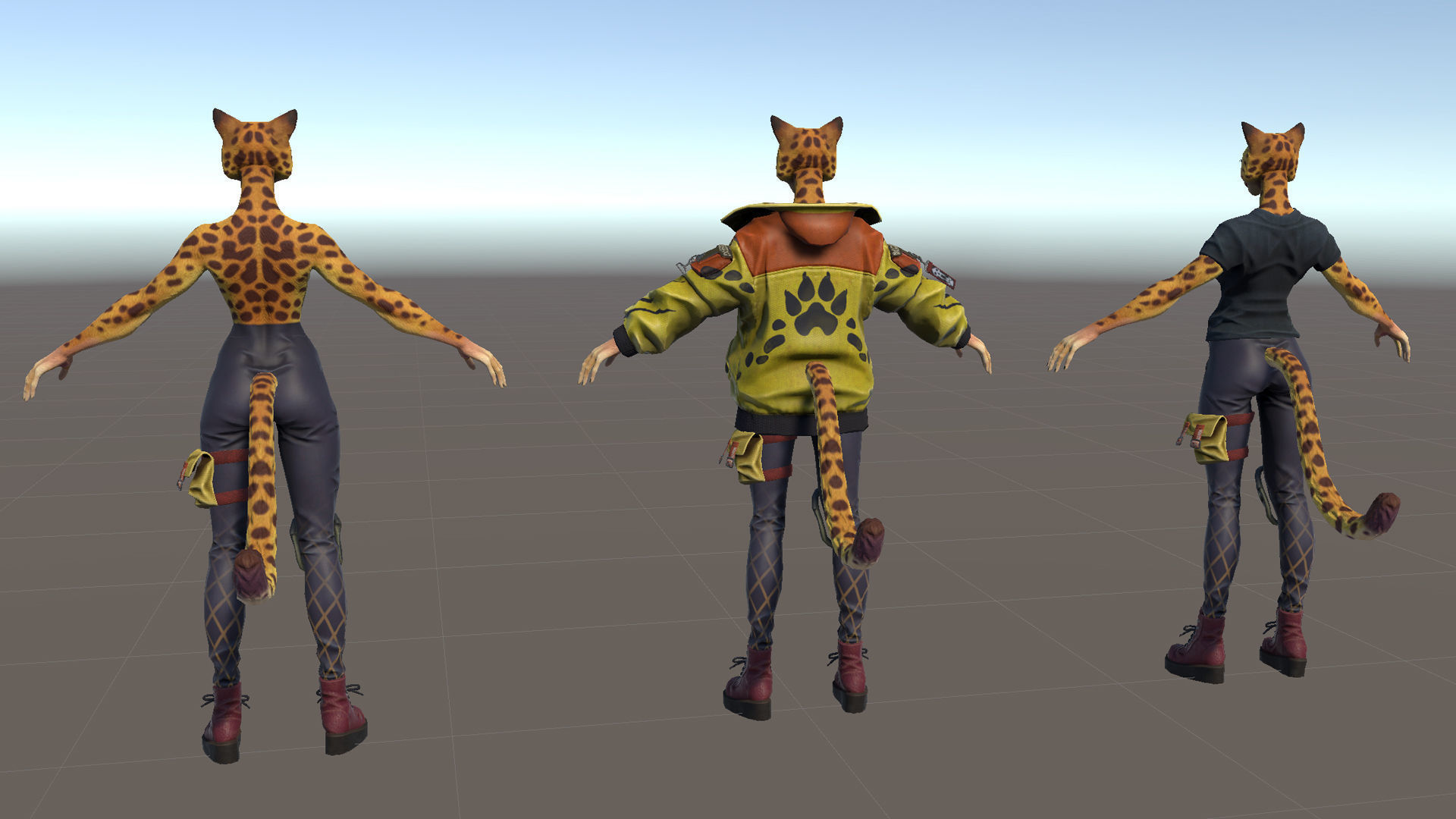 Leopard girl Low-poly 3D model_29