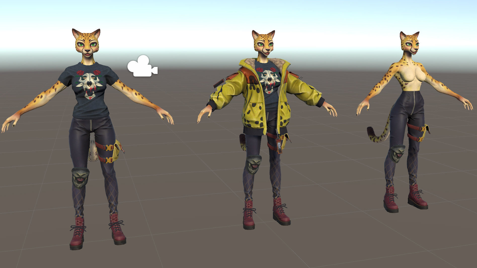 Leopard girl Low-poly 3D model_26