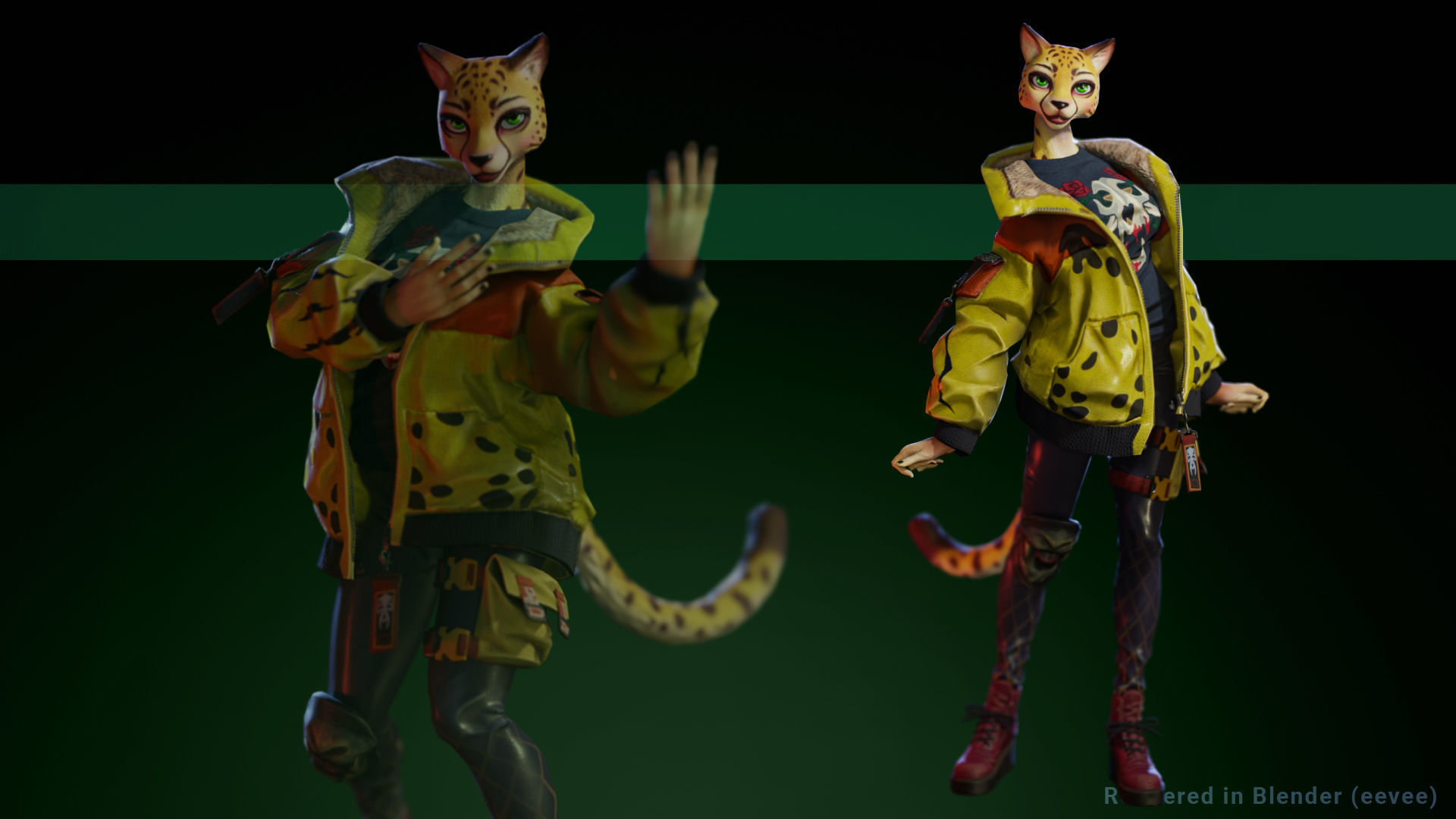Leopard girl Low-poly 3D model_3