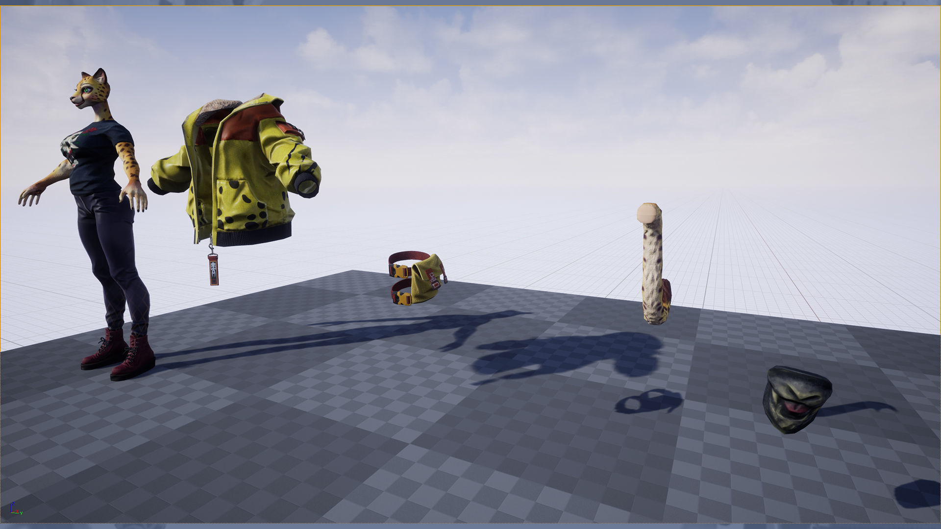 Leopard girl Low-poly 3D model_10