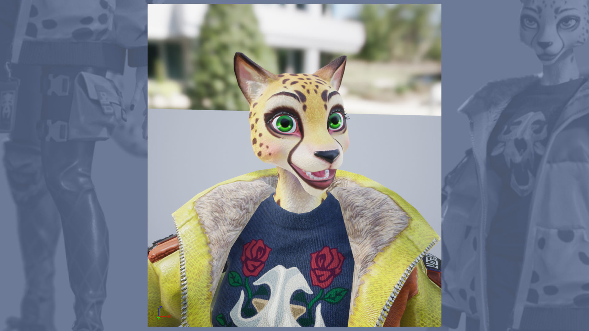 Leopard girl Low-poly 3D model_13