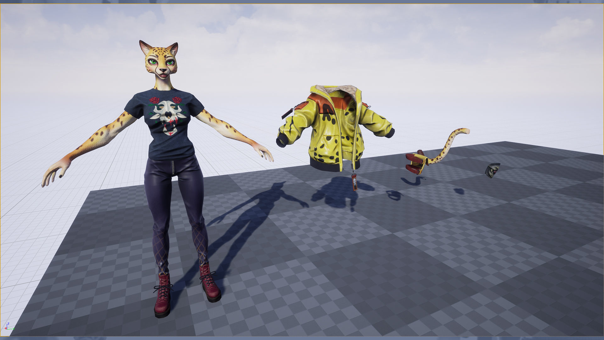 Leopard girl Low-poly 3D model_11